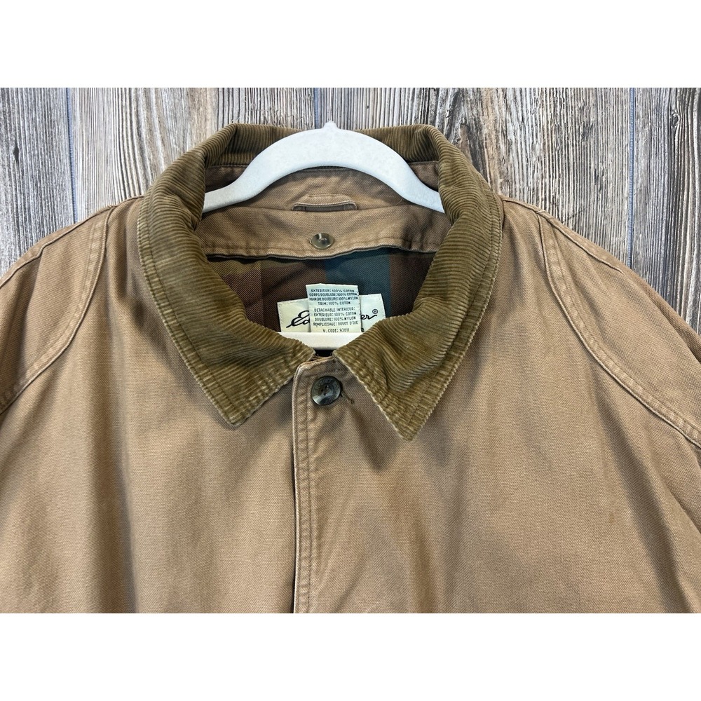 Vtg Eddie Bauer Down Filled Brown Work Chore Barn Coat Jacket XL Gorpcore Chore - Picture 2 of 16